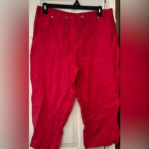 JM Collection Pink Capris Relaxed Fit women size 16 linen